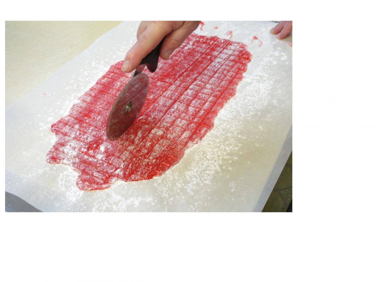 Cutting Hard Tack Candy with a Pizza Cutter