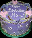 Purple Paisley Birthday Cake,  Purple buttercream iced, round decorated with edible paisley print, swirls, and roses.  Everything on this cake is EDIBLE.  (Serves 8-80 party slices)